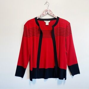 Exclusively MISOOK Red & Black Stripe Knit Cardigan Sweater M Medium